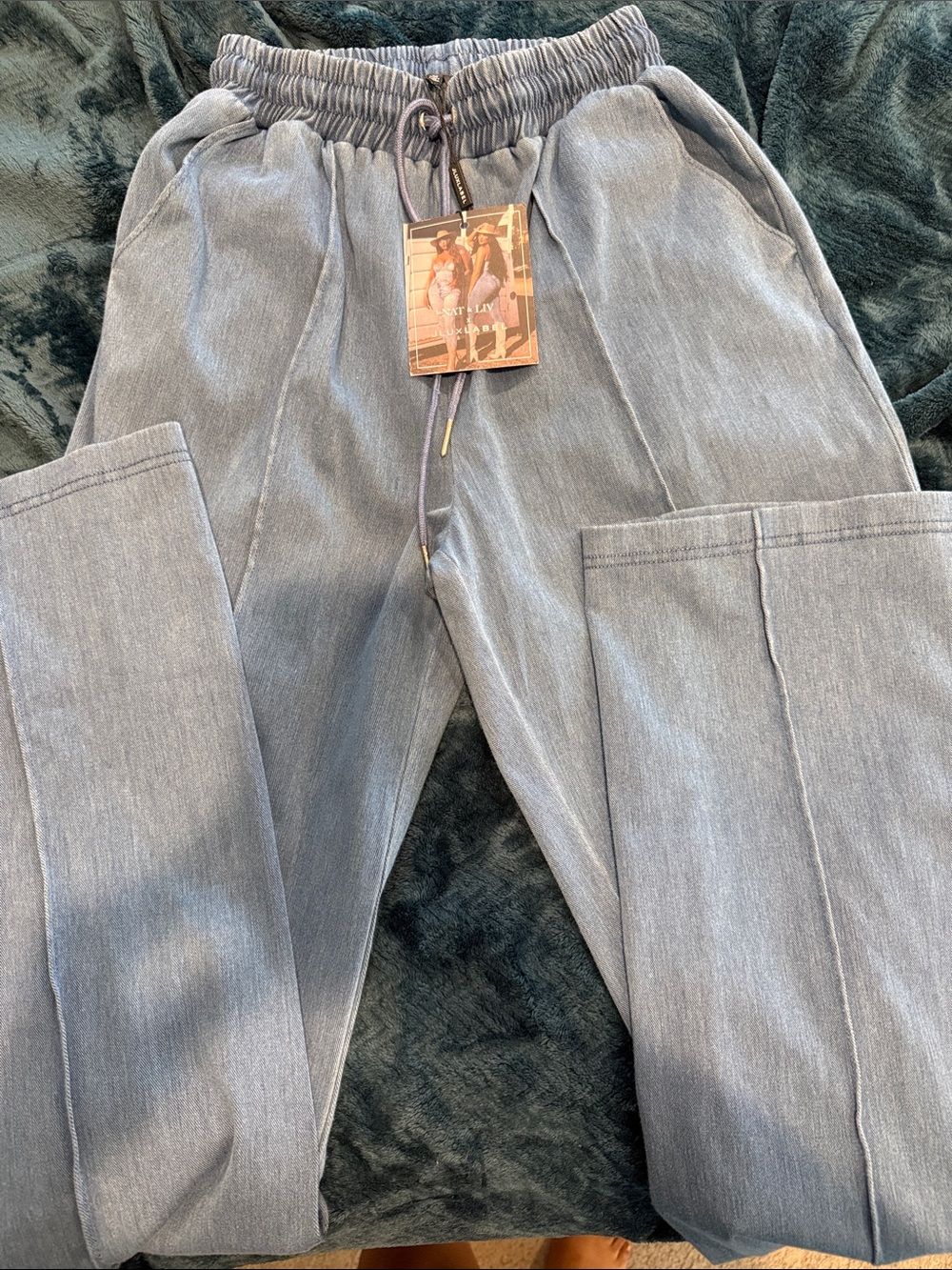 JLUXLABEL Light Blue Drawstring Joggers